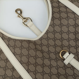 Pre-owned Gucci New Jackie Brown×White PVC coated canvas×Leather 203493 handbag | stylenewstar