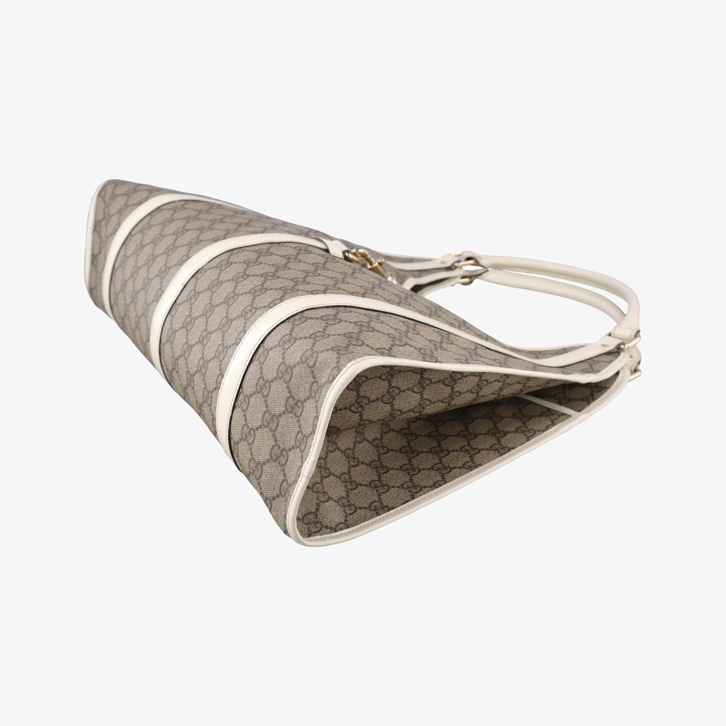 Pre-owned Gucci New Jackie Brown×White PVC coated canvas×Leather 203493 handbag | stylenewstar