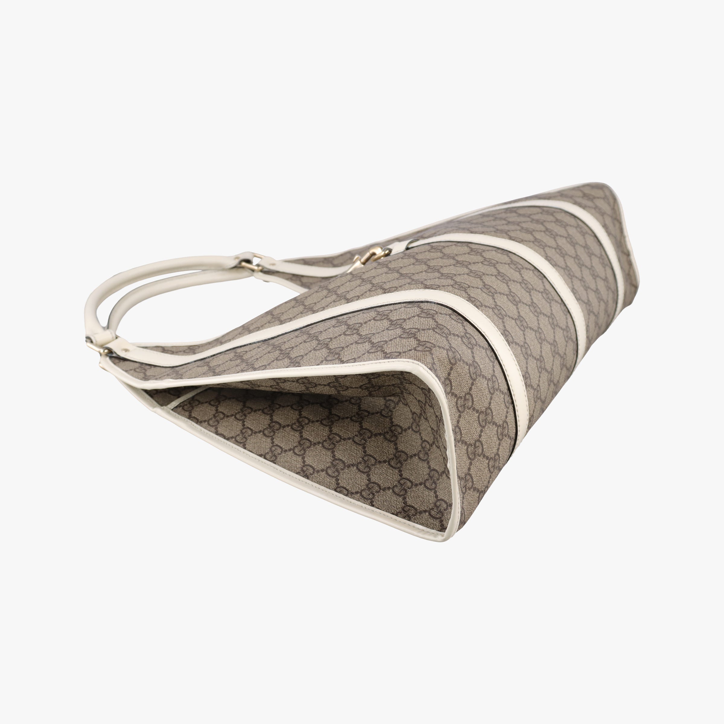 Pre-owned Gucci New Jackie Brown×White PVC coated canvas×Leather 203493 handbag | stylenewstar