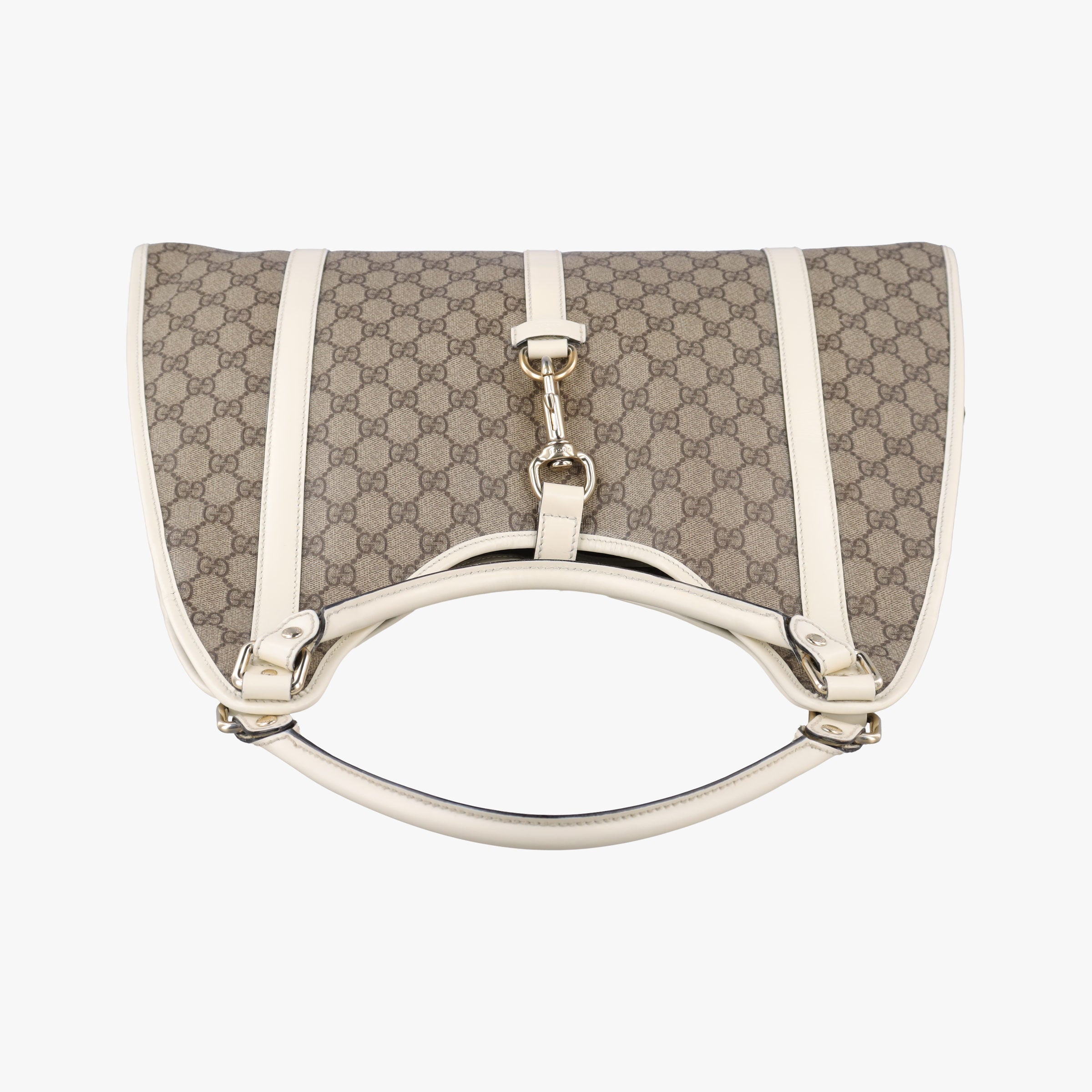 Pre-owned Gucci New Jackie Brown×White PVC coated canvas×Leather 203493 handbag | stylenewstar
