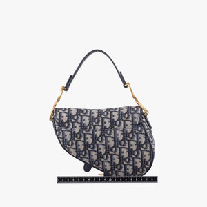 Vintage Christian Dior Saddle Navy Jacquard  handbag | stylenewstar