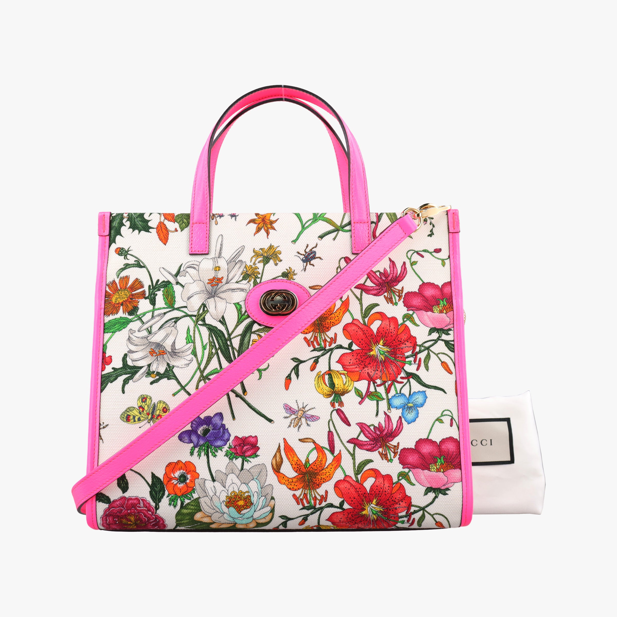Pre-owned Gucci Flora Multicolour Canvas×Leather 550141 shoulderbag | stylenewstar