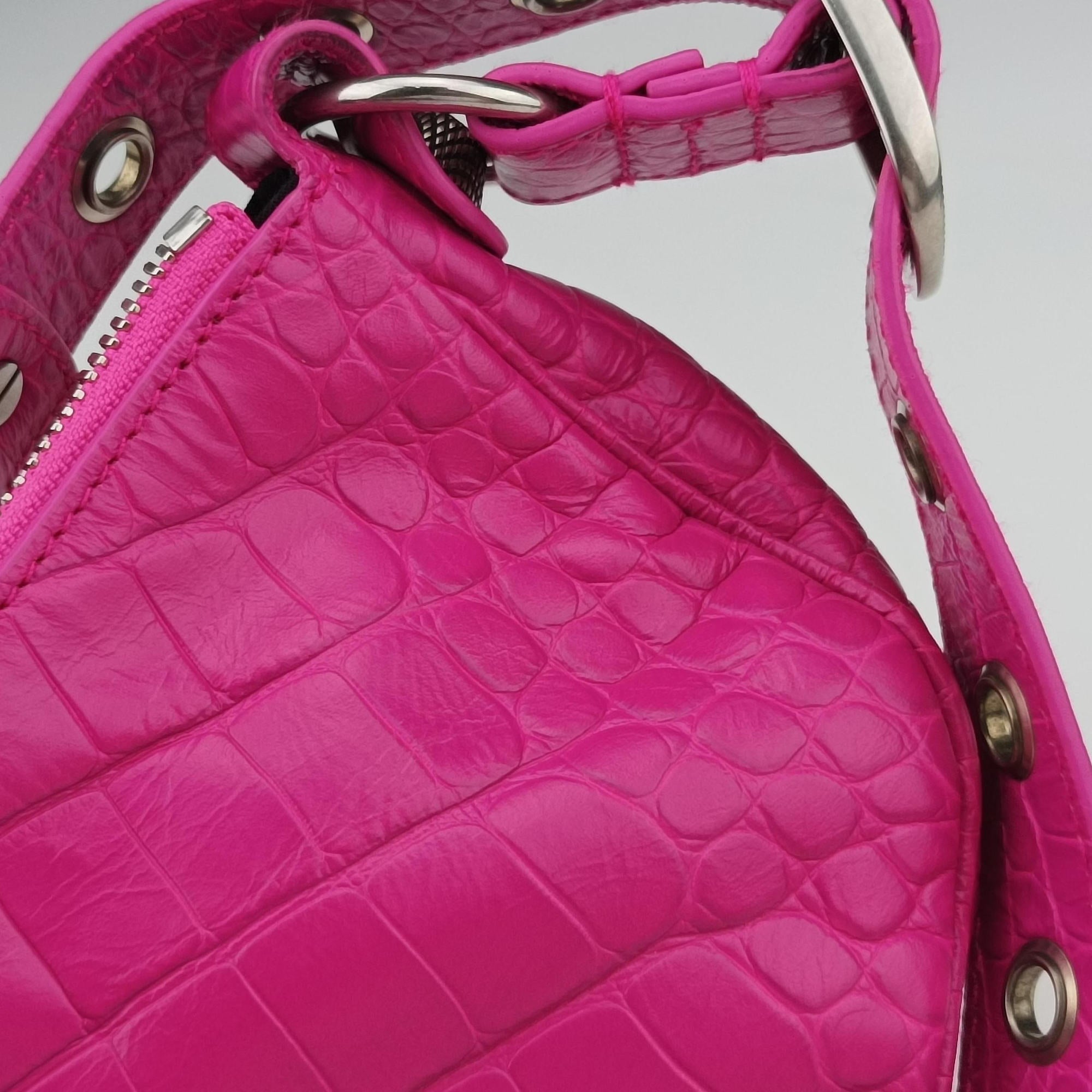Pre-owned Balenciaga Le Cagole mini Rose Leather  shoulderbag | stylenewstar