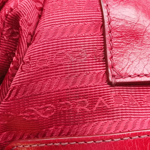 Pre-owned Prada Vitello Shine Shopping Peonia Burgundy Leather BL0821 shoulderbag | stylenewstar