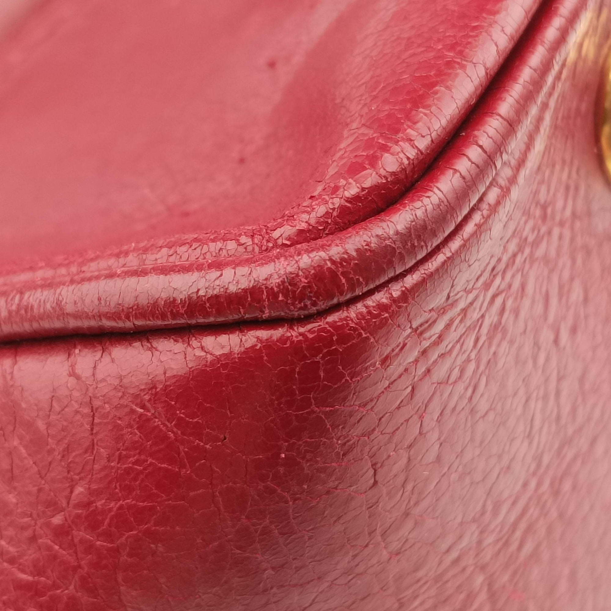 Pre-owned Prada Vitello Shine Shopping Peonia Burgundy Leather BL0821 shoulderbag | stylenewstar