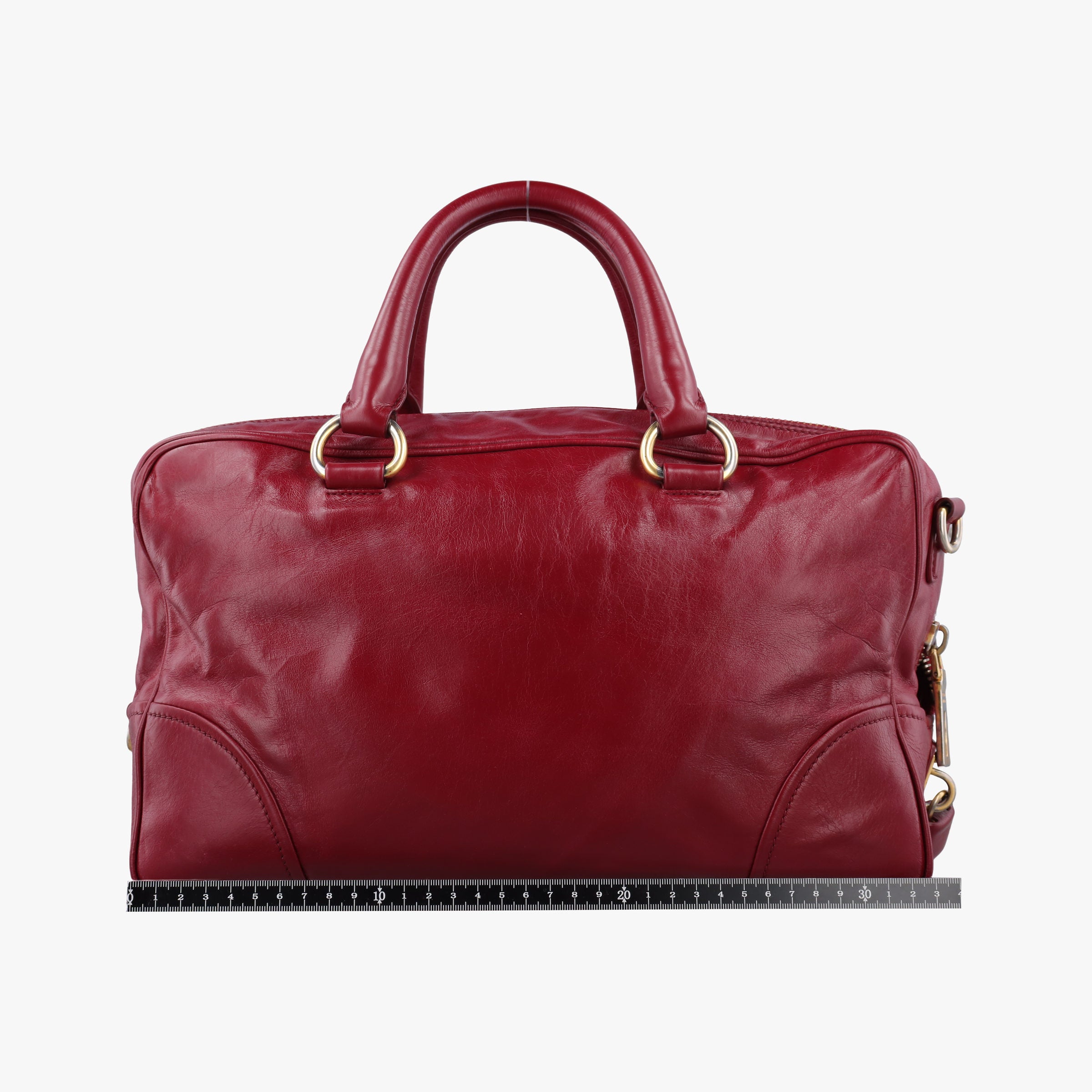 Pre-owned Prada Vitello Shine Shopping Peonia Burgundy Leather BL0821 shoulderbag | stylenewstar