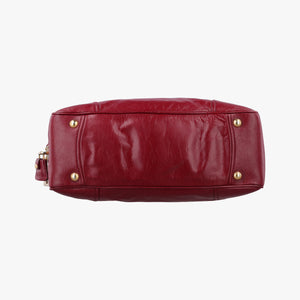 Pre-owned Prada Vitello Shine Shopping Peonia Burgundy Leather BL0821 shoulderbag | stylenewstar