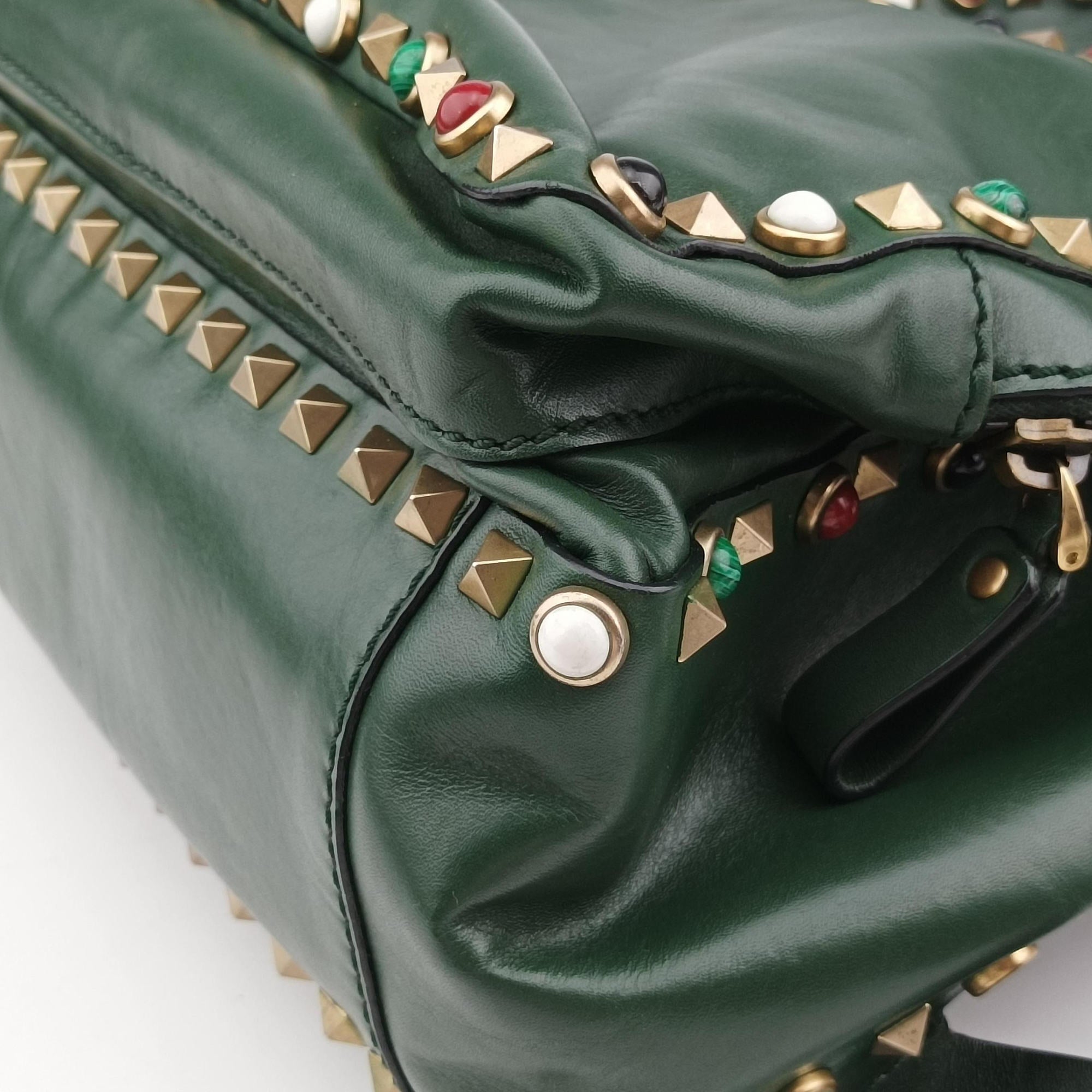 Pre-owned Valentino Rockstud Green Leather  backpack/rucksack | stylenewstar