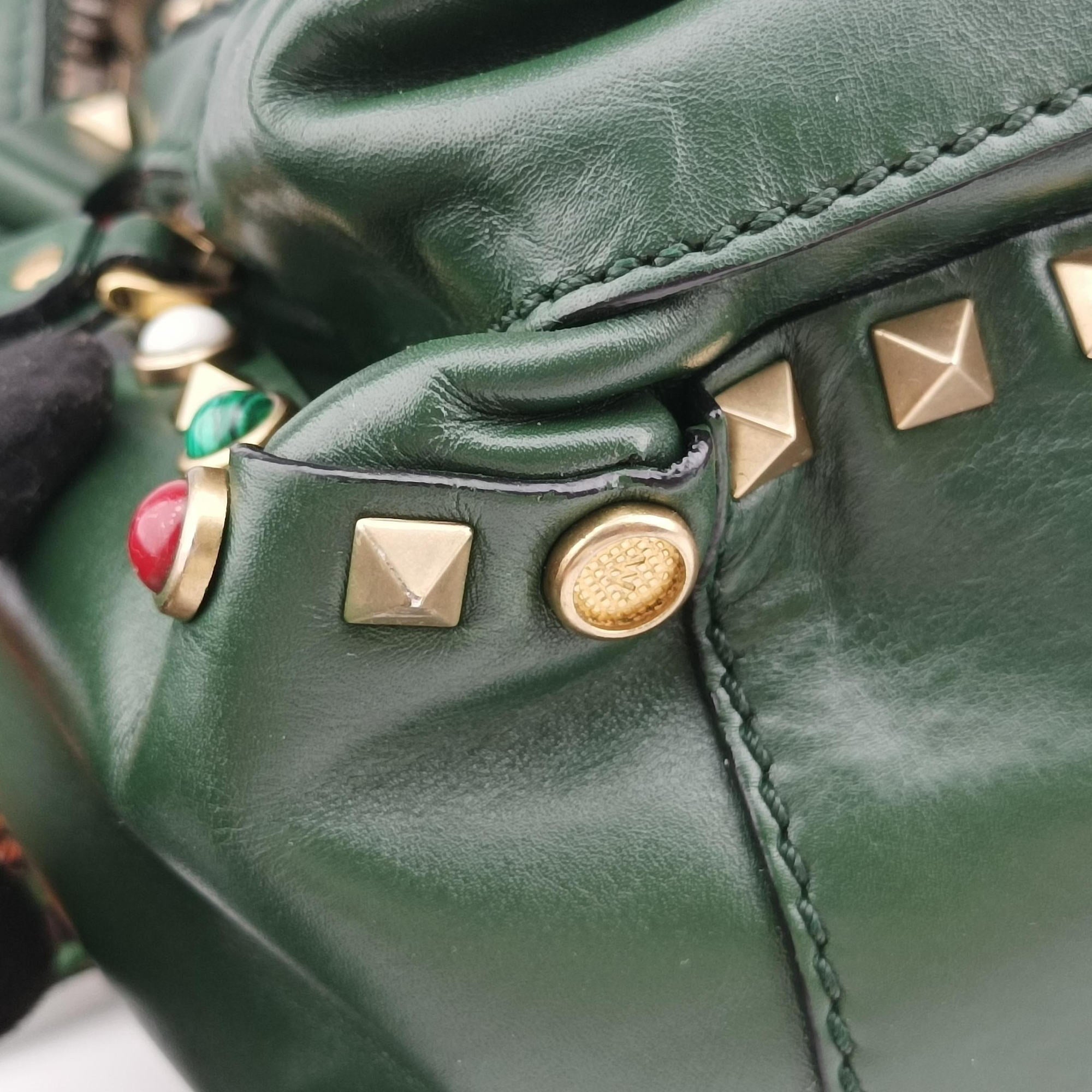Pre-owned Valentino Rockstud Green Leather  backpack/rucksack | stylenewstar
