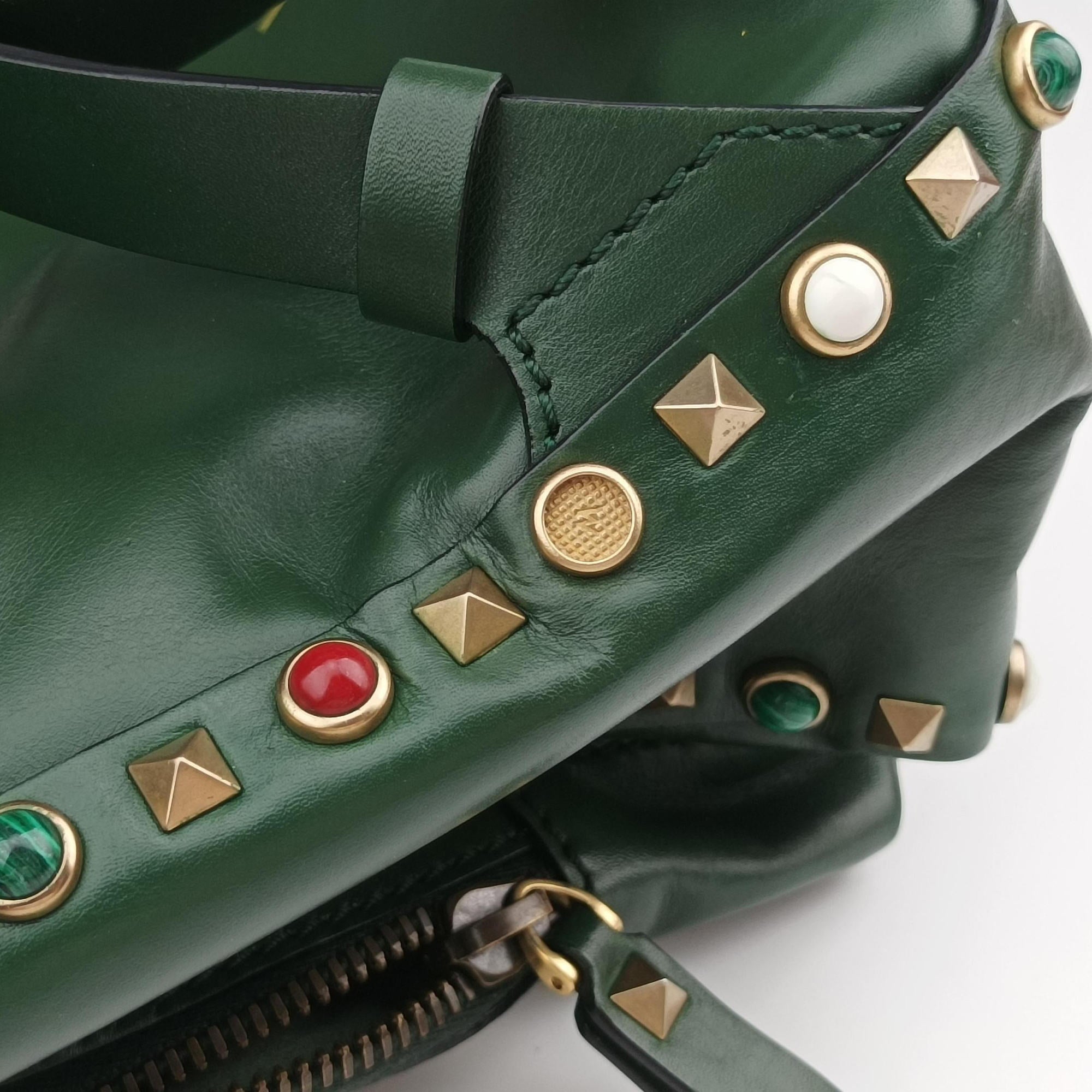 Pre-owned Valentino Rockstud Green Leather  backpack/rucksack | stylenewstar