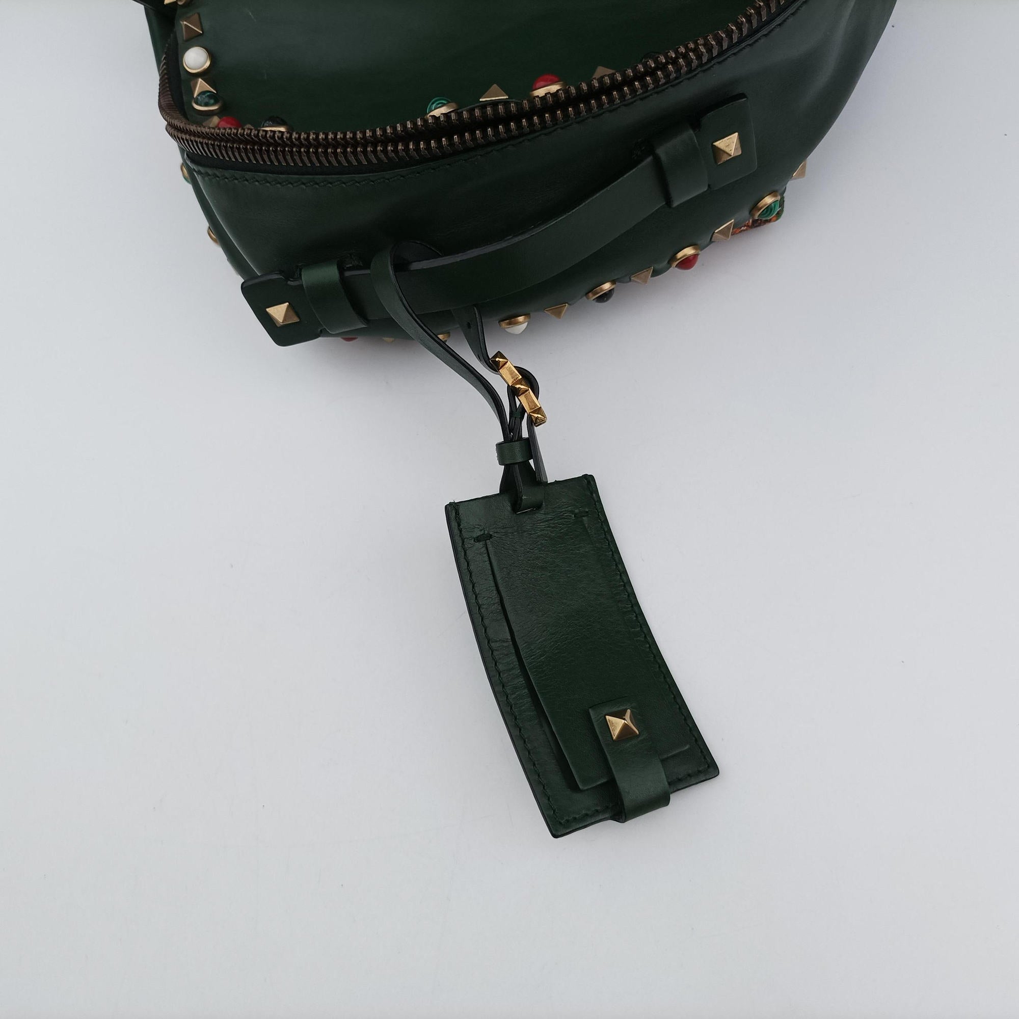Pre-owned Valentino Rockstud Green Leather  backpack/rucksack | stylenewstar