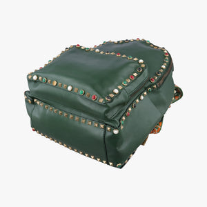Pre-owned Valentino Rockstud Green Leather  backpack/rucksack | stylenewstar