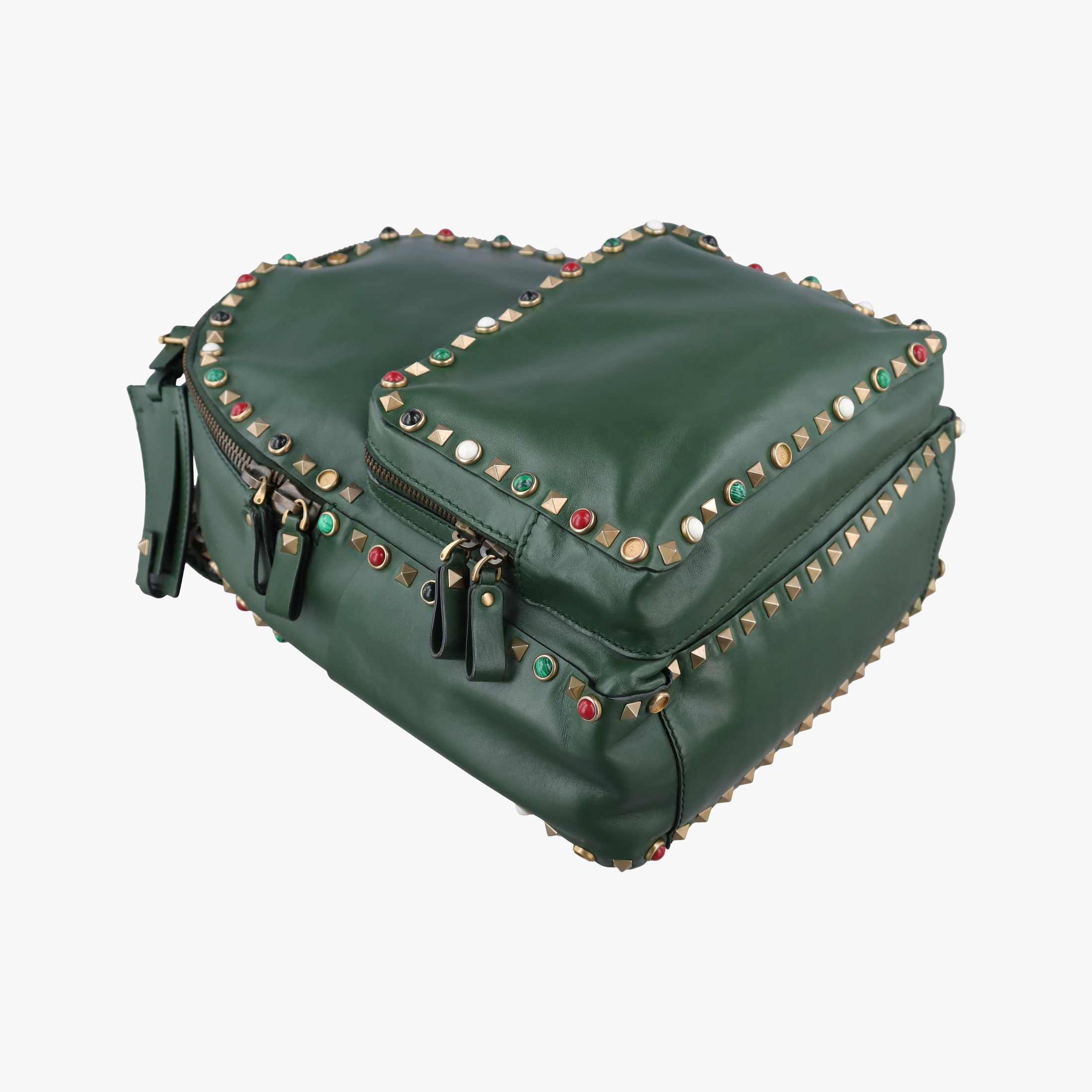 Pre-owned Valentino Rockstud Green Leather  backpack/rucksack | stylenewstar