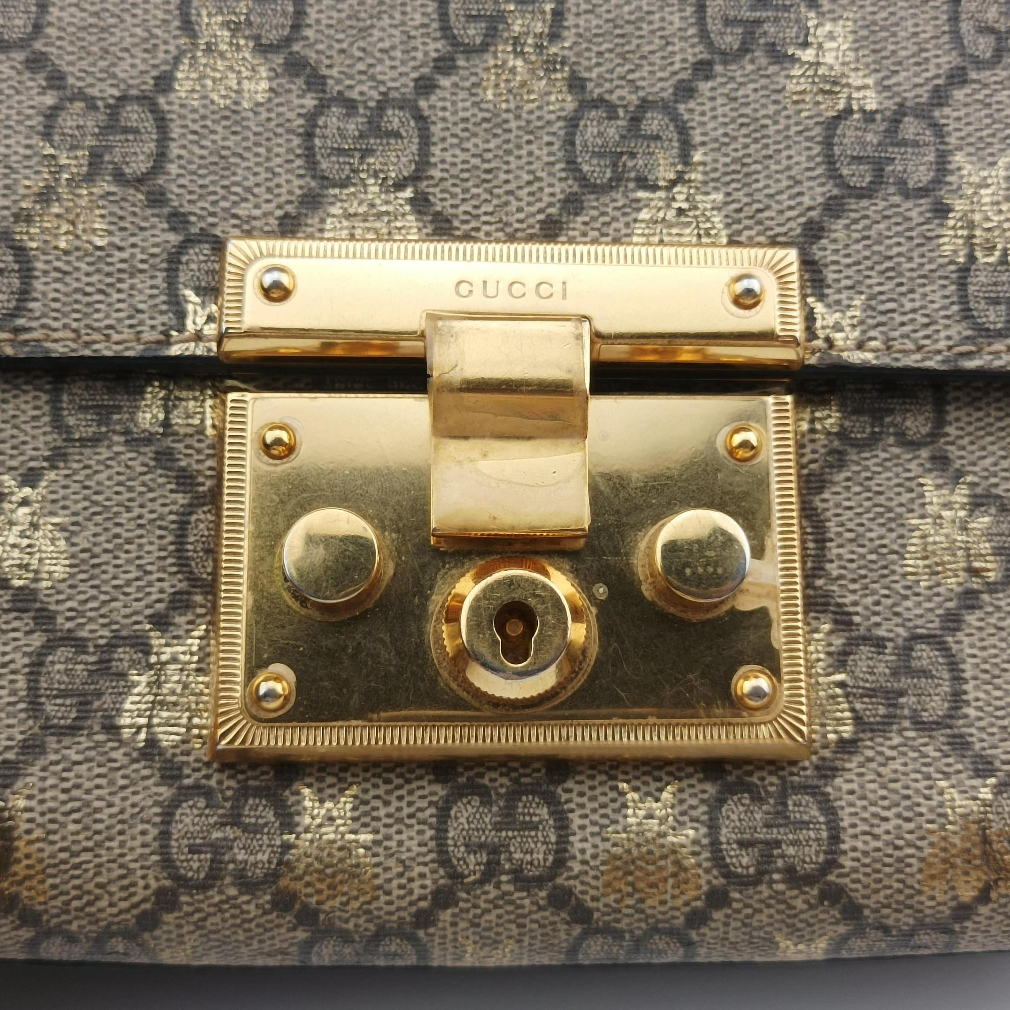 Pre-owned Gucci Padlock Brown PVC coated canvas 409487 shoulderbag | stylenewstar