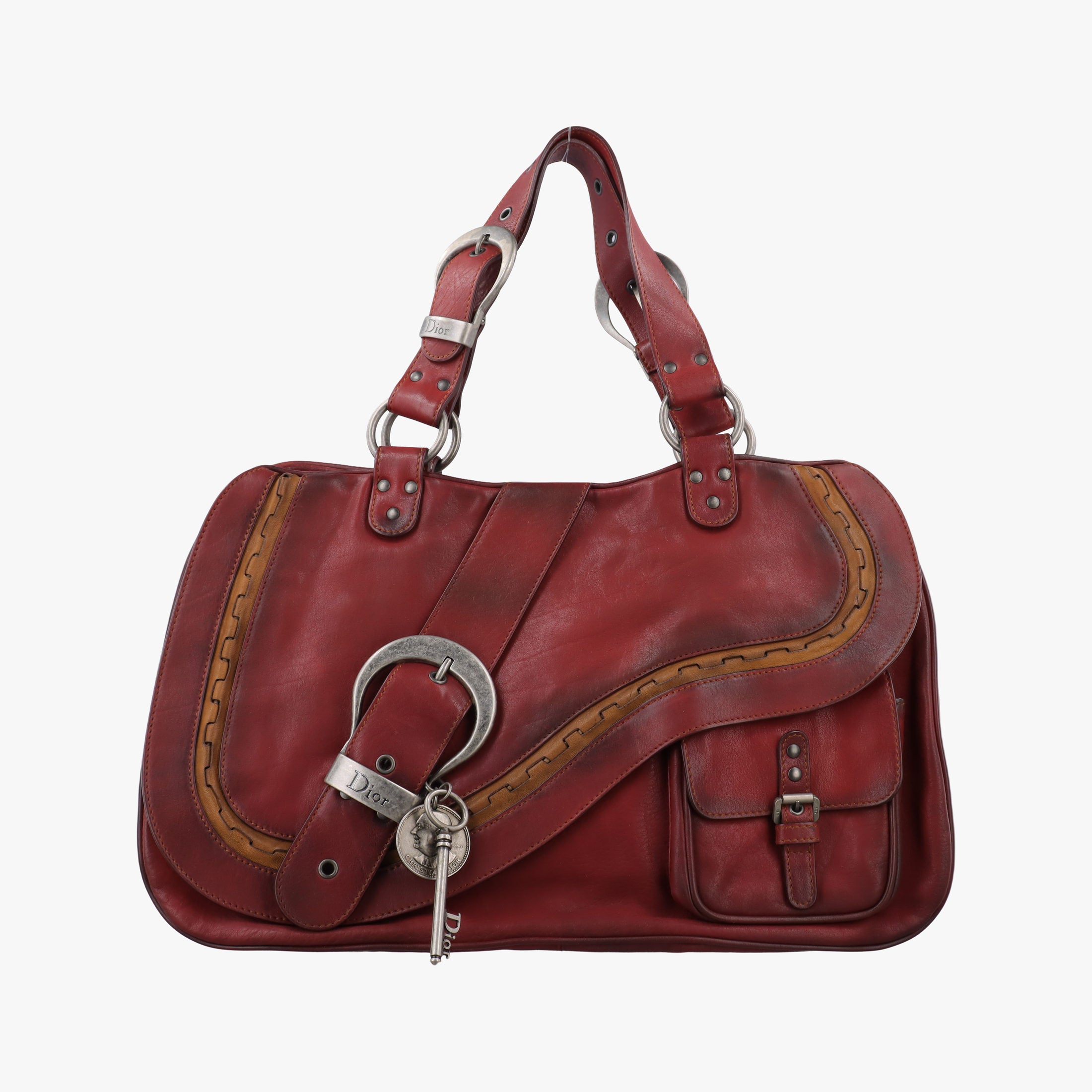 Secondhand Christian Dior Gaucho Burgundy Leather  handbag | stylenewstar