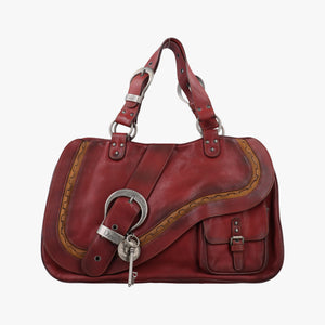Secondhand Christian Dior Gaucho Burgundy Leather  handbag | stylenewstar