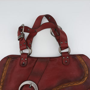 Secondhand Christian Dior Gaucho Burgundy Leather  handbag | stylenewstar