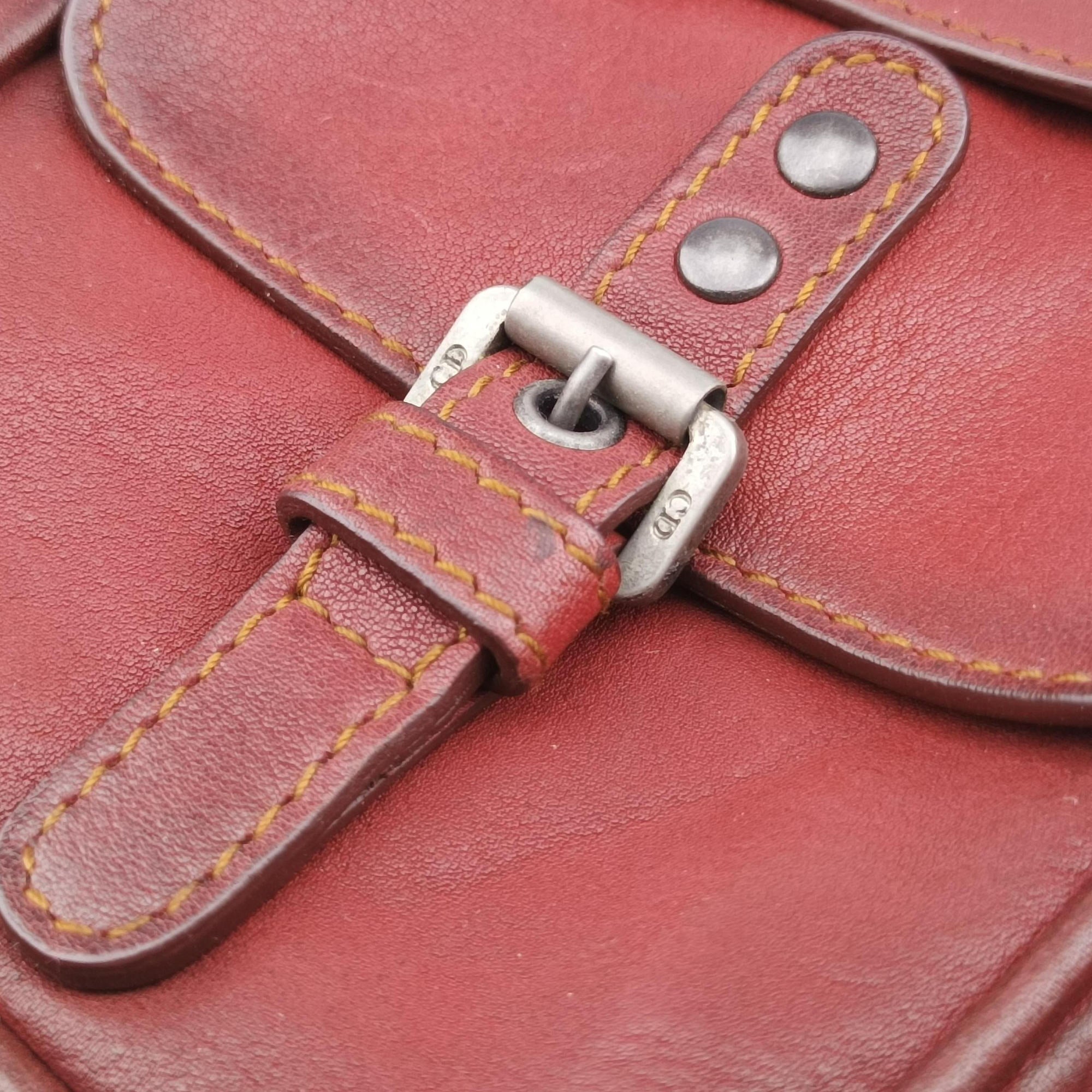 Secondhand Christian Dior Gaucho Burgundy Leather  handbag | stylenewstar