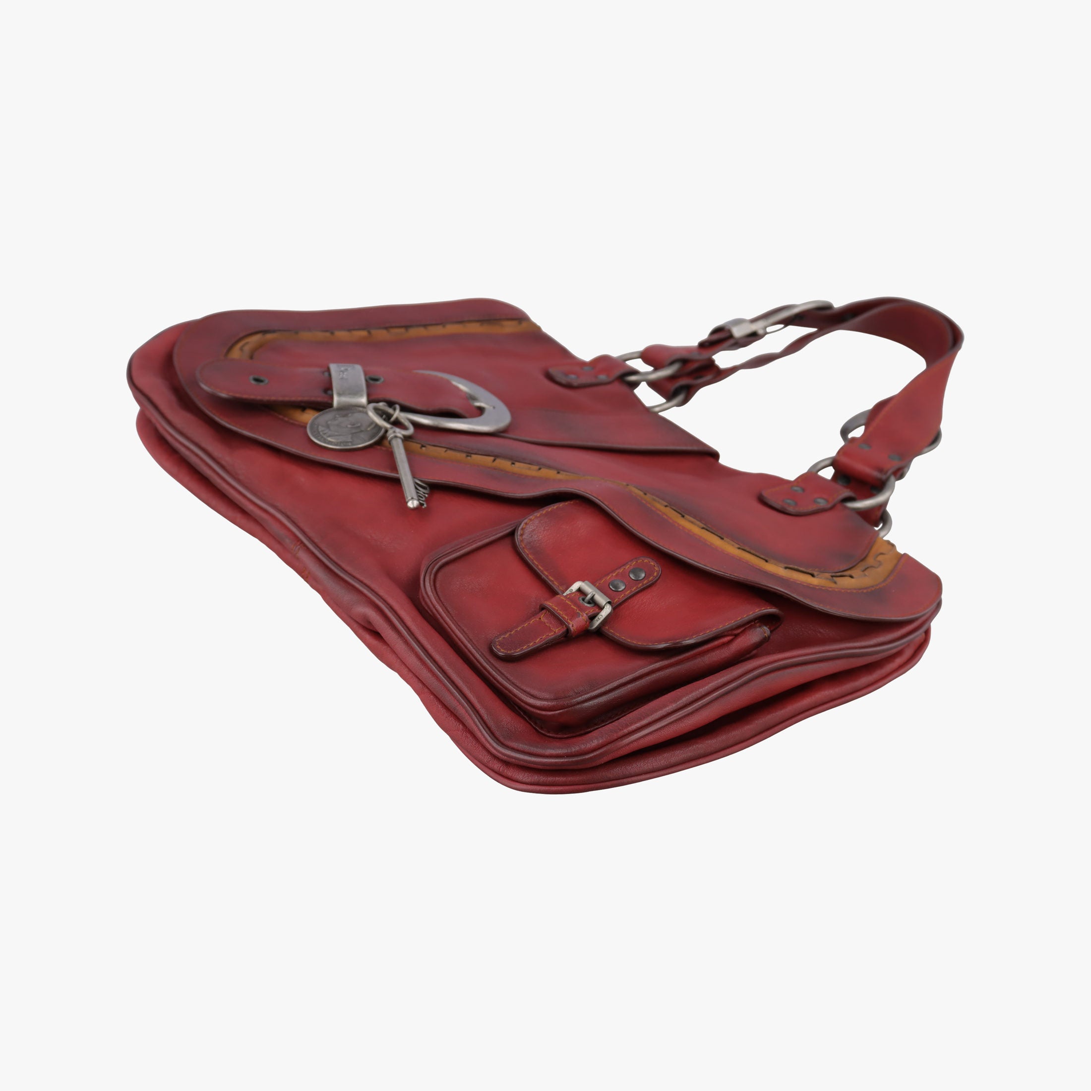 Secondhand Christian Dior Gaucho Burgundy Leather  handbag | stylenewstar