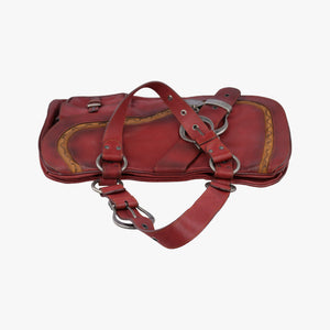 Secondhand Christian Dior Gaucho Burgundy Leather  handbag | stylenewstar