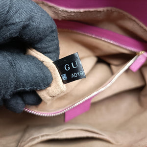 Pre-owned Gucci GG SUPREME Beige×Pink×Red PVC coated canvas × leather 409534 shoulderbag | stylenewstar