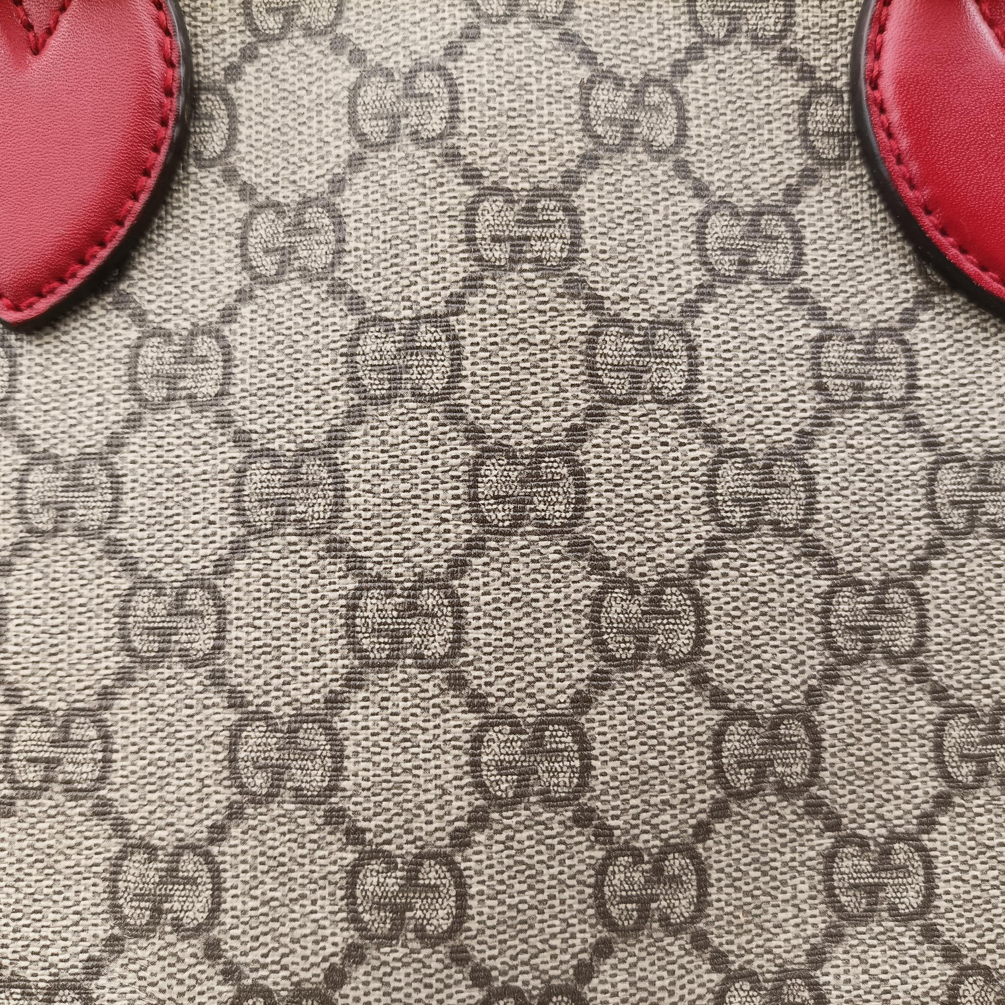 Pre-owned Gucci GG SUPREME Beige×Pink×Red PVC coated canvas × leather 409534 shoulderbag | stylenewstar