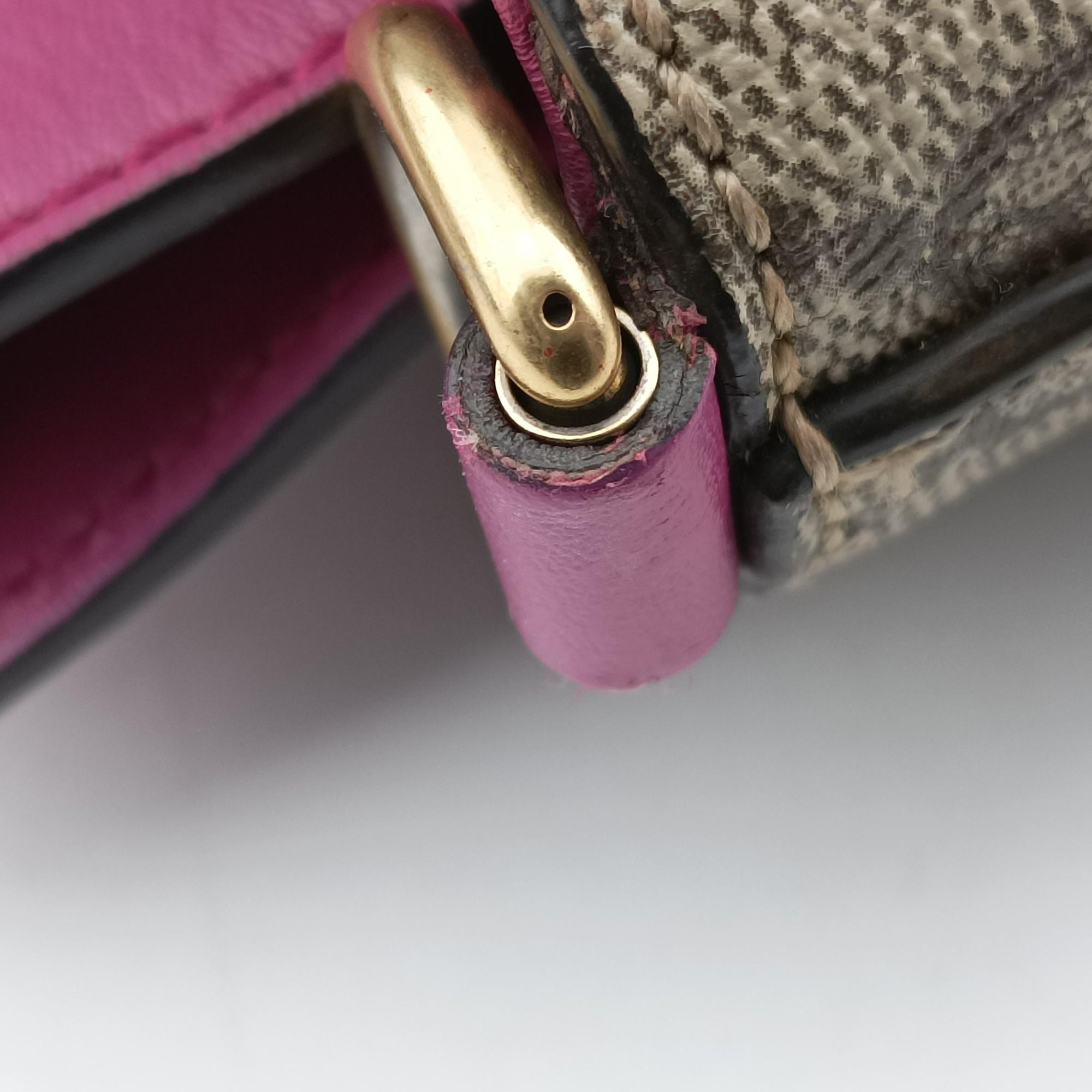 Pre-owned Gucci GG SUPREME Beige×Pink×Red PVC coated canvas × leather 409534 shoulderbag | stylenewstar