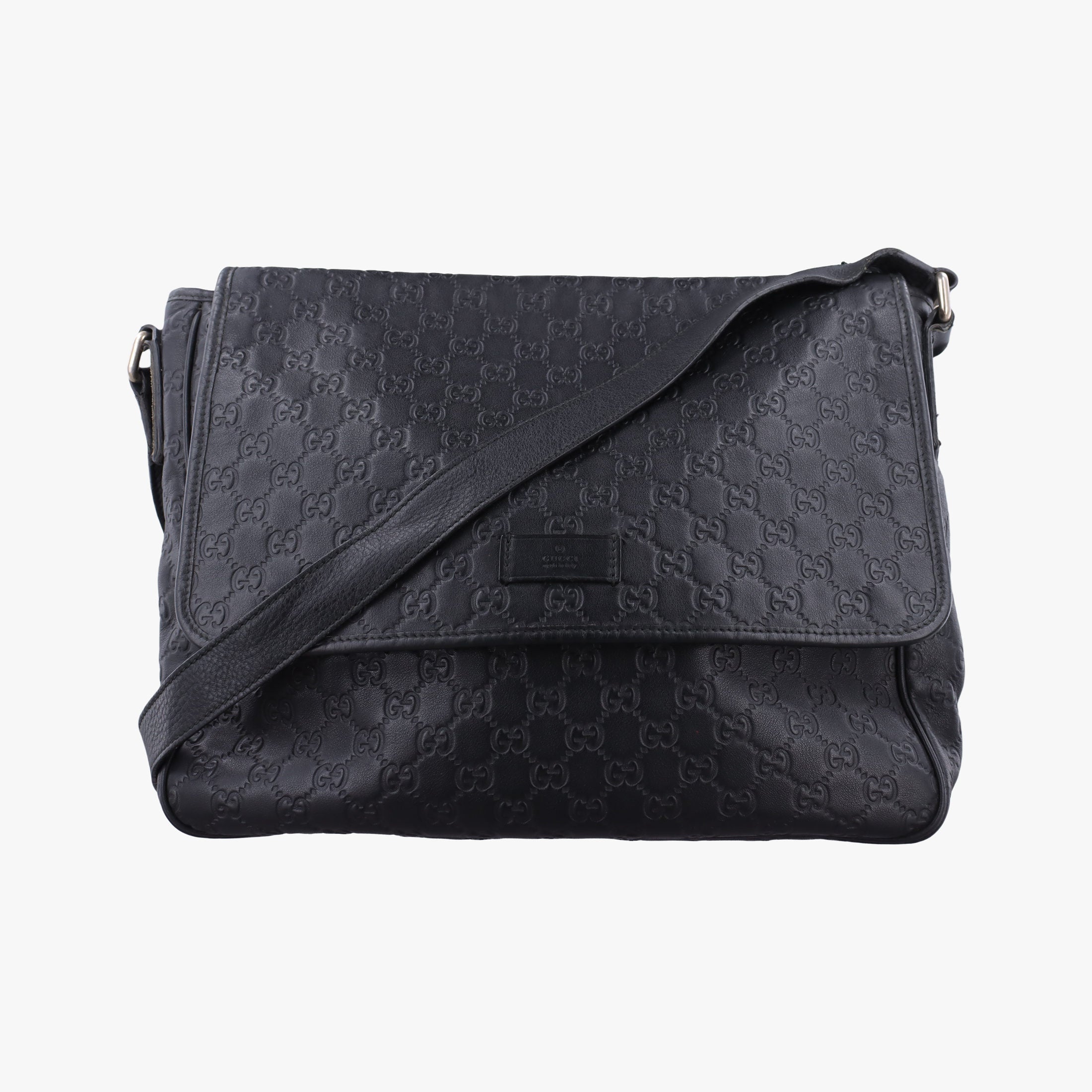 Vintage Gucci Guccissima Messenger Black Leather 223665 shoulderbag | stylenewstar