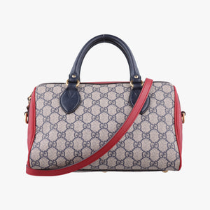 Secondhand Gucci GG SUPREME Beige x Red x Navy PVC coated canvas×Leather 409529 shoulderbag | stylenewstar
