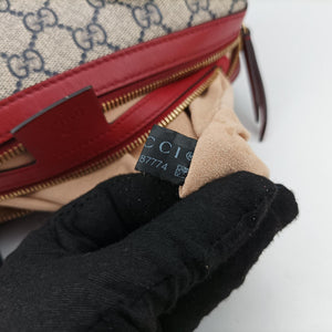 Secondhand Gucci GG SUPREME Beige x Red x Navy PVC coated canvas×Leather 409529 shoulderbag | stylenewstar