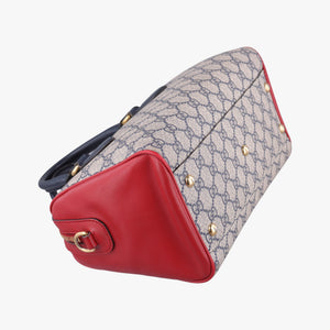 Secondhand Gucci GG SUPREME Beige x Red x Navy PVC coated canvas×Leather 409529 shoulderbag | stylenewstar