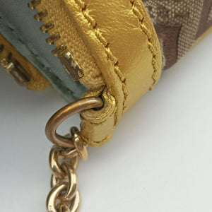 Pre-owned Fendi Zucchino Studded Tobacco Brown × Gold fabric 8BR594 handbag | stylenewstar