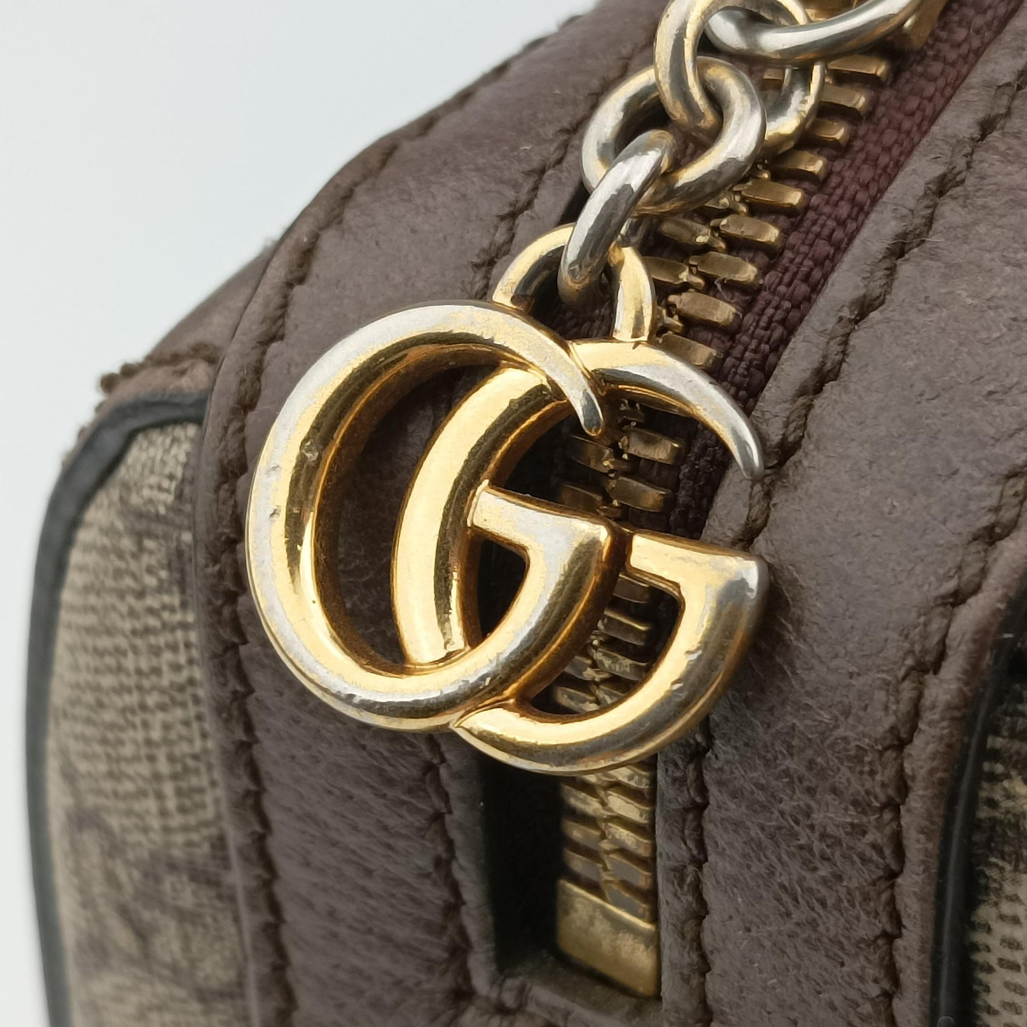 Pre-owned Gucci Ophidia GG Small Brown PVC coated canvas×Leather 524532 shoulderbag | stylenewstar