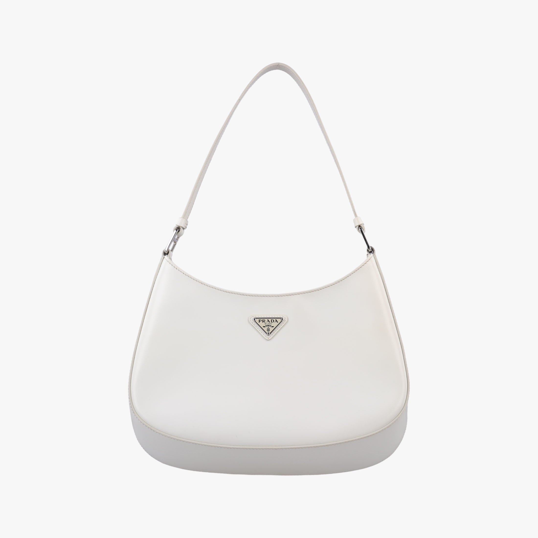 Pre-owned Prada Cleo White Brushed leather 1BC499 shoulderbag | stylenewstar