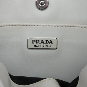 Pre-owned Prada Cleo White Brushed leather 1BC499 shoulderbag | stylenewstar