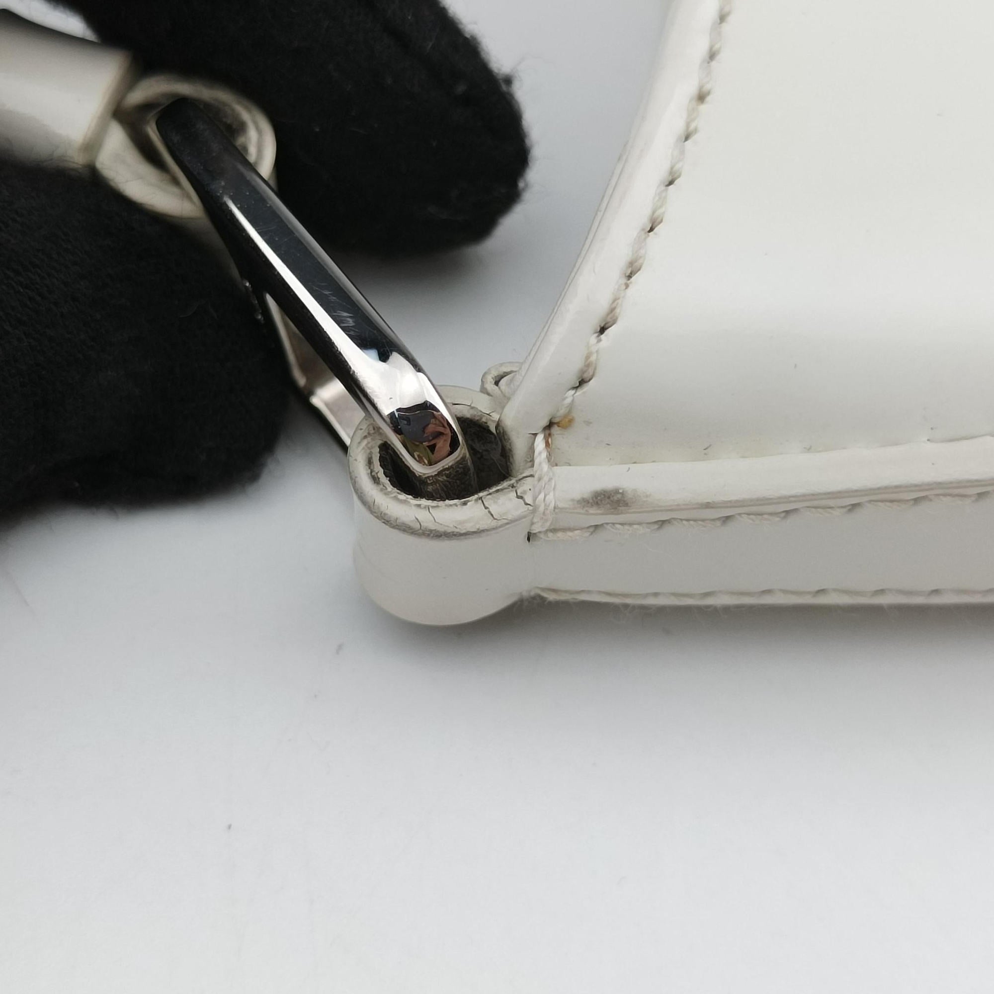 Pre-owned Prada Cleo White Brushed leather 1BC499 shoulderbag | stylenewstar
