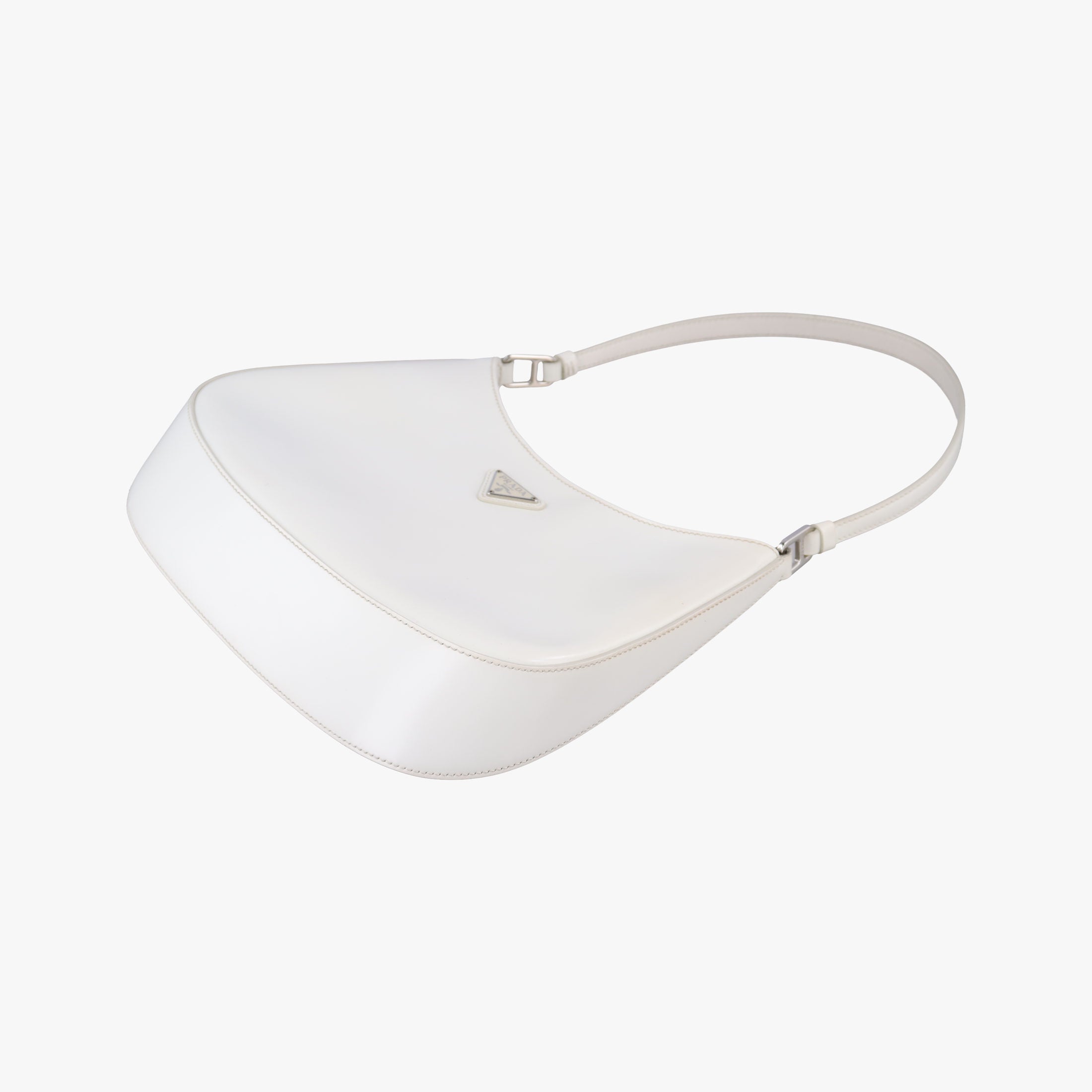 Pre-owned Prada Cleo White Brushed leather 1BC499 shoulderbag | stylenewstar
