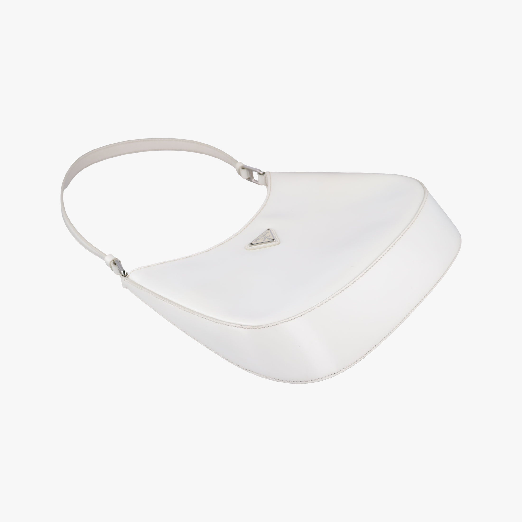 Pre-owned Prada Cleo White Brushed leather 1BC499 shoulderbag | stylenewstar