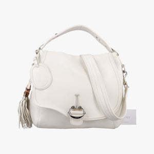 Pre-owned Gucci Guccissima Techno Horsebit White Leather 240236 shoulderbag | stylenewstar