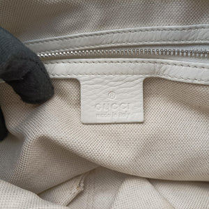 Pre-owned Gucci Guccissima Techno Horsebit White Leather 240236 shoulderbag | stylenewstar