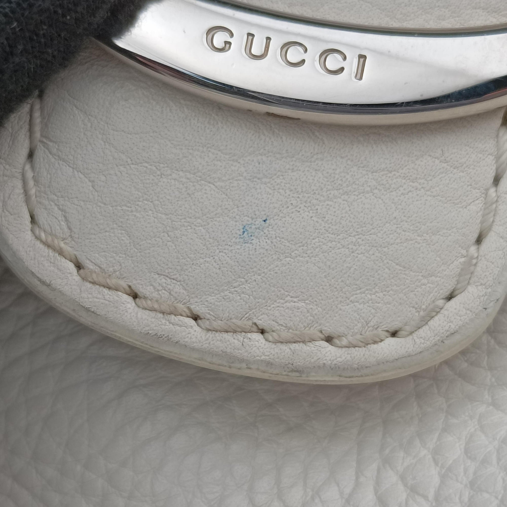 Pre-owned Gucci Guccissima Techno Horsebit White Leather 240236 shoulderbag | stylenewstar