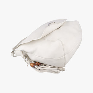 Pre-owned Gucci Guccissima Techno Horsebit White Leather 240236 shoulderbag | stylenewstar