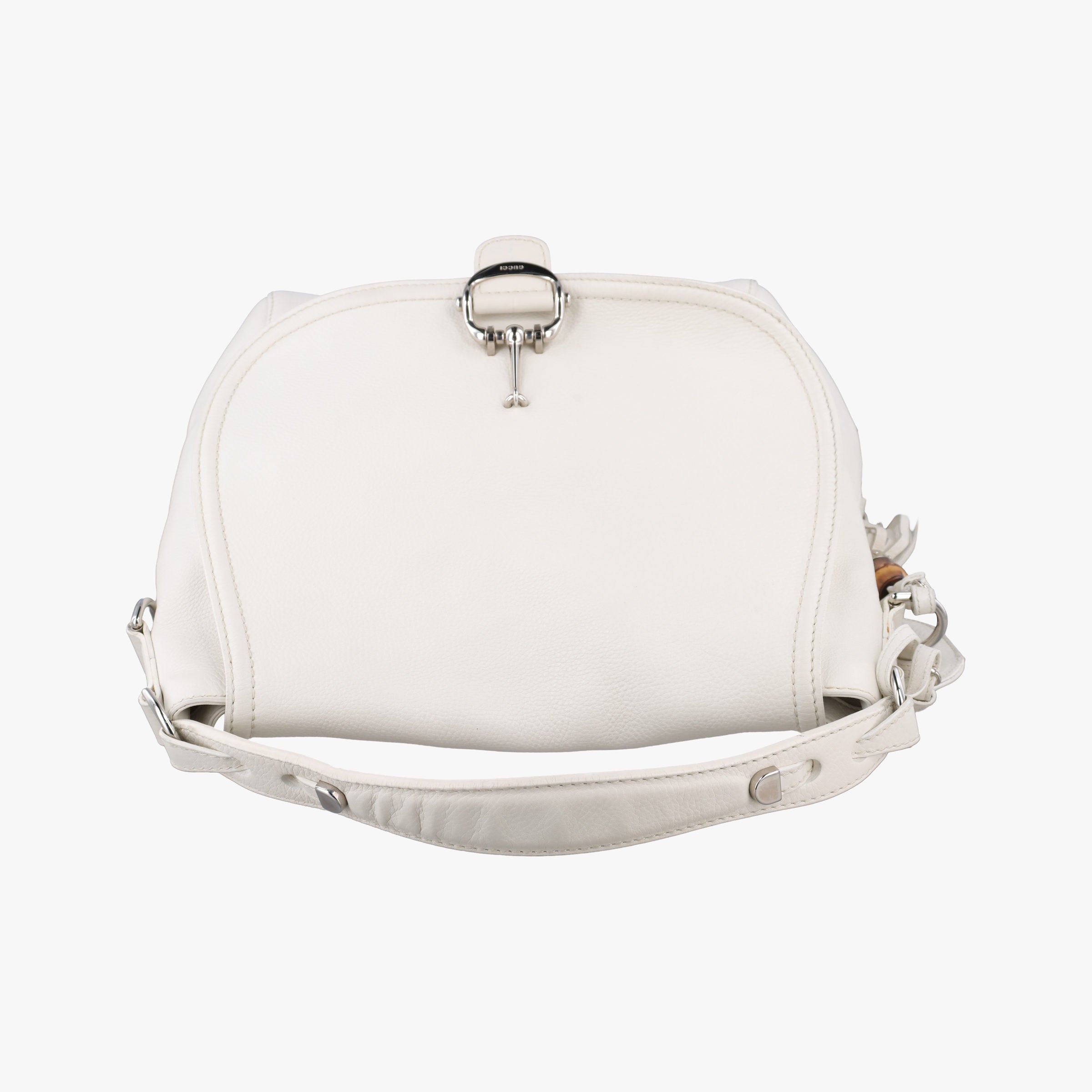 Pre-owned Gucci Guccissima Techno Horsebit White Leather 240236 shoulderbag | stylenewstar