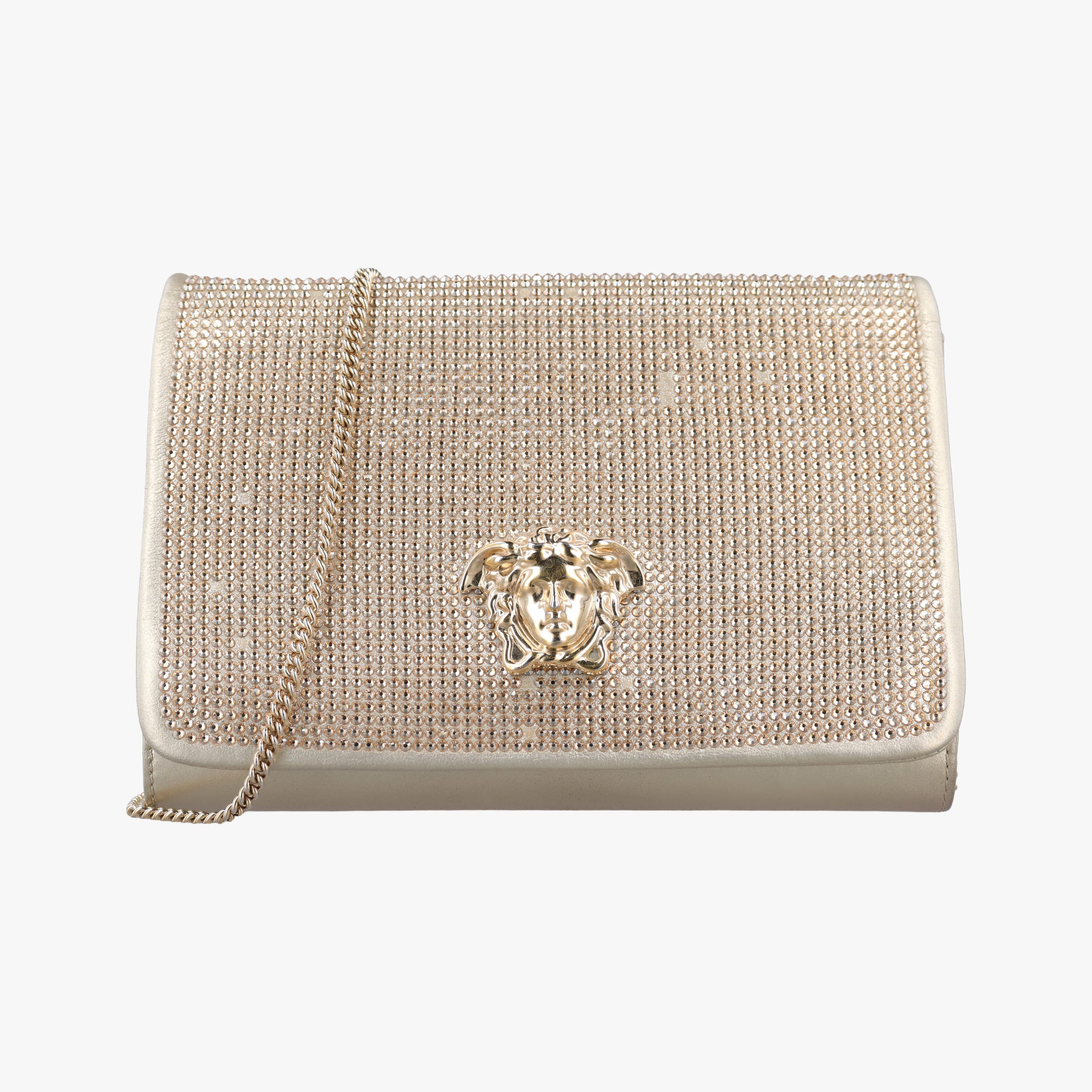 Pre-owned VERSACE medusa Golden Leather  shoulderbag | stylenewstar