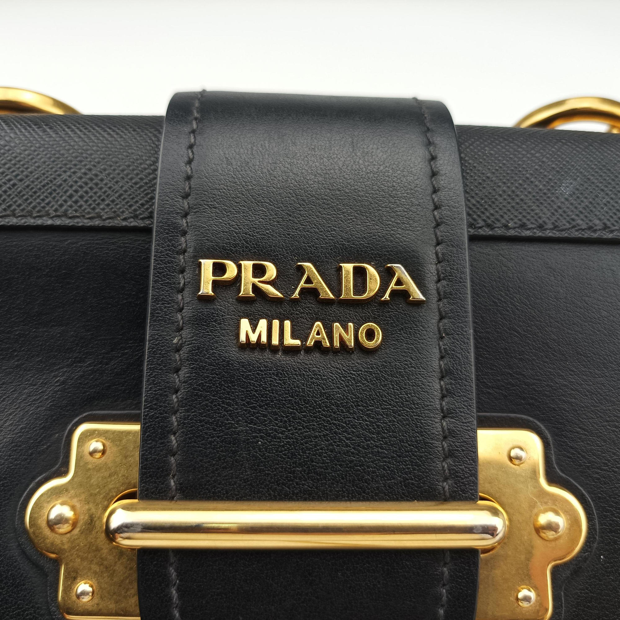 Secondhand Prada Cahier Black Leather×SAFFIANO Leather 1BD045 shoulderbag | stylenewstar