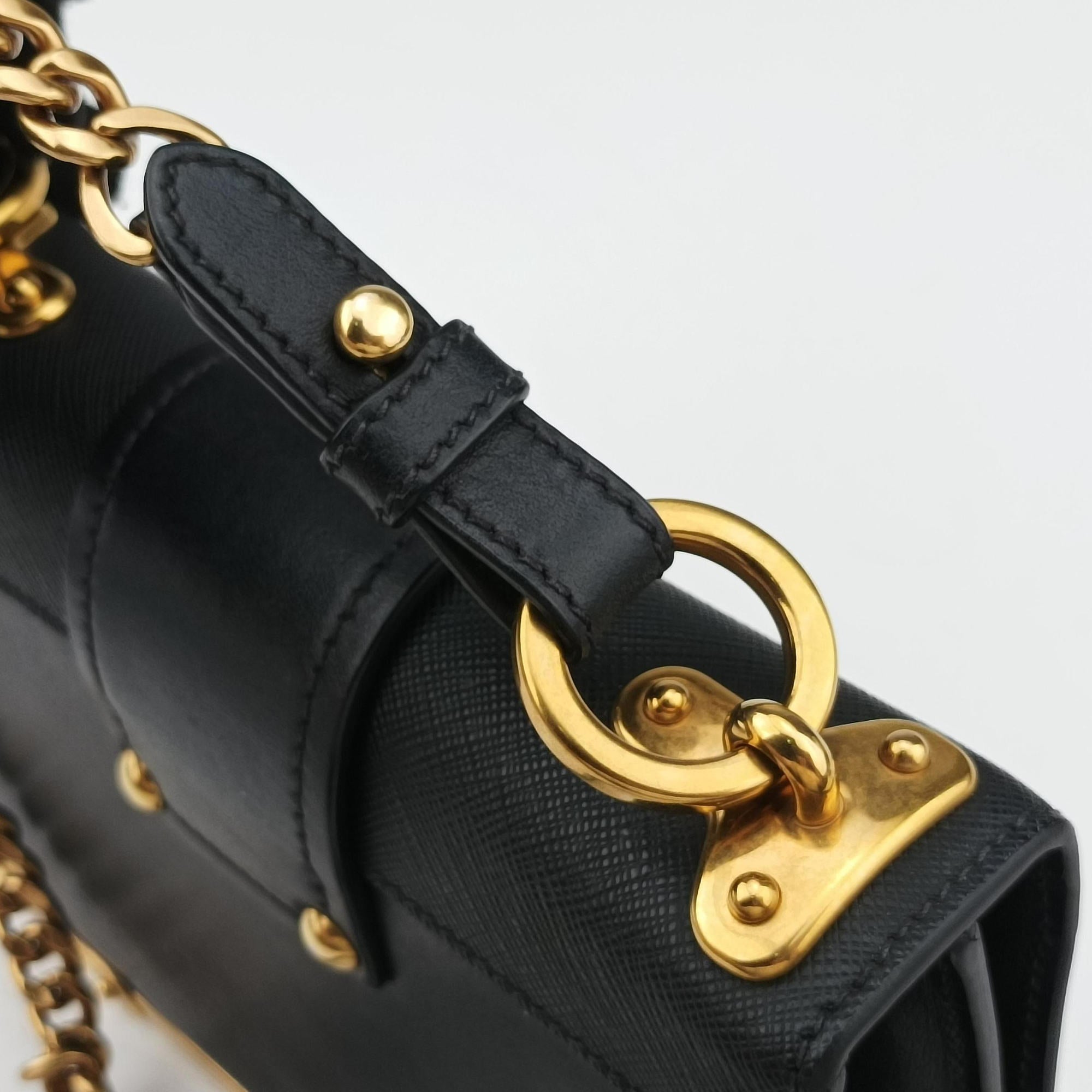 Secondhand Prada Cahier Black Leather×SAFFIANO Leather 1BD045 shoulderbag | stylenewstar