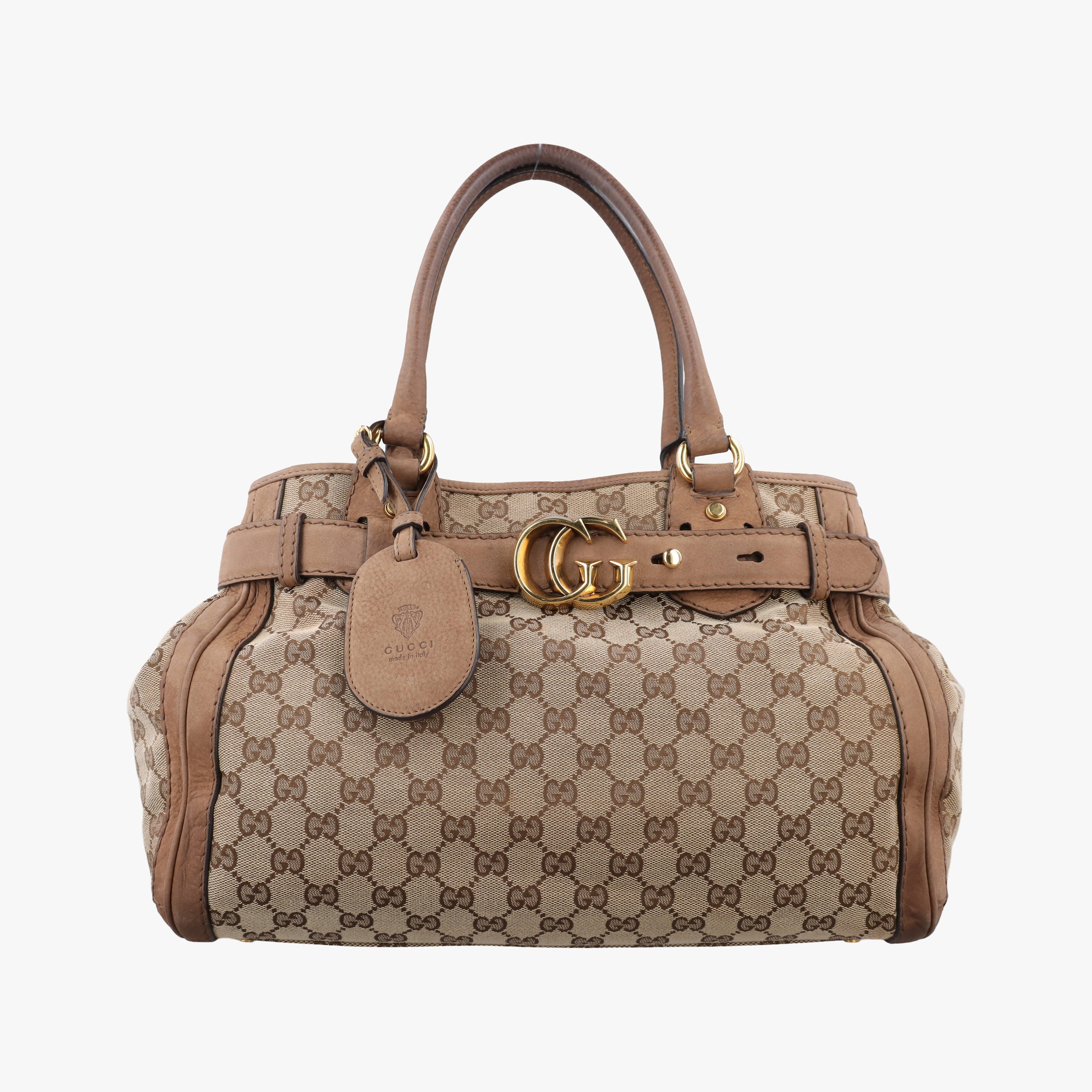 Pre-owned Gucci GG Running Brown GGCanvas×Leather 247183 shoulderbag | stylenewstar