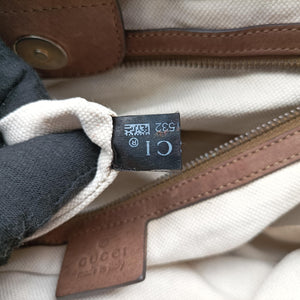 Pre-owned Gucci GG Running Brown GGCanvas×Leather 247183 shoulderbag | stylenewstar