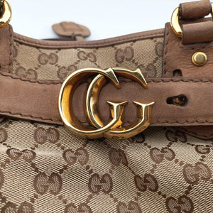 Pre-owned Gucci GG Running Brown GGCanvas×Leather 247183 shoulderbag | stylenewstar