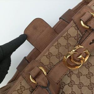Pre-owned Gucci GG Running Brown GGCanvas×Leather 247183 shoulderbag | stylenewstar